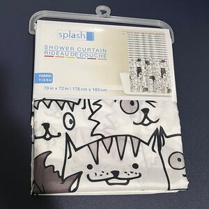 New Shower Curtain Covert Kitties Splash Black White Cute Cat Bathroom Accessory